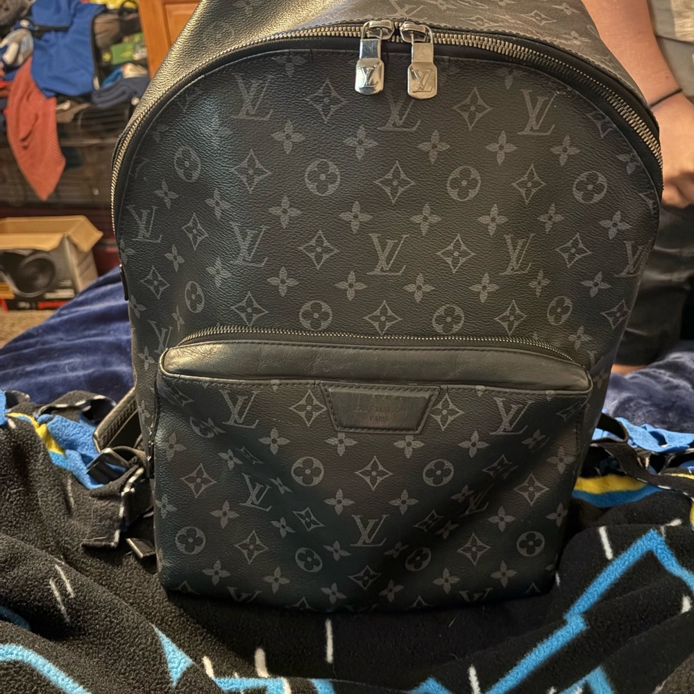 Louis Vuitton Black and Gray Monogram Backpack